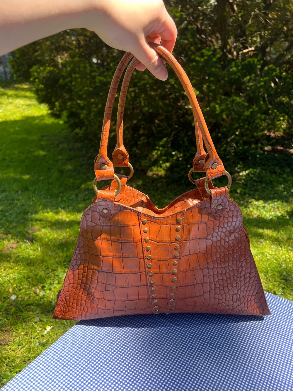 Tan Croc-Embossed Leather Shoulder Bag - Classic Women's Tote Charlie Lapson